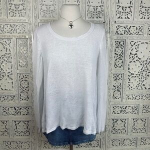 Eileen Fisher 100% Organic Linen White Open Knit Flowy Tunic Sweater Sz‎ Medium